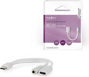 NEDIS CCGB64922WT01 USB 2.0 TYPE-C ADAPTER USB-C MALE - USB-C FEMALE / 3.5MM FEMALE 0.10M WHITE
