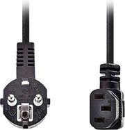 NEDIS CEGL10020BK30 ANGLED POWER CABLE PLUG WITH EARTH CONTACT MALE - IEC-320-C13 3.00M BLACK