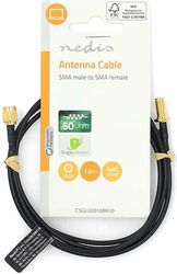 NEDIS CSGL02010BK10 SMA CABLE, SMA MALE - SMA FEMALE GOLD PLATED 50OHM 1.00M BLACK