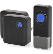 NEDIS DOORB310BK2 WIRELESS DOORBELL SET WITH 2 RECEIVERS AND 58 MELODIES BLACKP