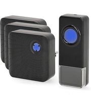 NEDIS DOORB310BK3 WIRELESS DOORBELL SET WITH 3 RECEIVERS AND 58 MELODIES BLACKP