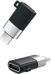 XO XO NB149-D ΑΝΤΑΠΤΟΡΑΣ USB HIGH-SPEED TYPE-C ΘΗΛ.  LIGHTNING ΣΕ ΜΑΥΡΟ/ΑΣΗΜΙ ΧΡΩΜΑ