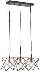 EUROLAMP ΦΩΤΙΣΤΙΚΟ ΚΡΕΜΑΣΤΟ ΜΕΤΑΛΛΟ 3ΦΩΤΟ 3XE27 MAX 15W 517X175X1240MM ΜΑΥΡΟ ARTE ILLUMINA BRAWCK