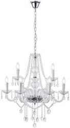 EUROLAMP ΦΩΤΙΣΤΙΚΟ ΚΡΕΜΑΣΤΟ ΜΕΤΑΛΛΟ-ΓΥΑΛΙ 9ΦΩΤΟ 9X14E ΜΑΧ 15W ΛΕΥΚΟ ARTE ILLUMINA KRISTALLO