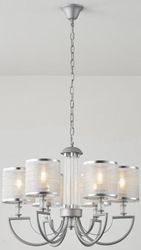 EUROLAMP ΦΩΤΙΣΤΙΚΟ ΚΡΕΜΑΣΤΟ ΜΕΤΑΛΛΟ-ΥΦΑΣΜΑ 6ΦΩΤΟ 6XE27 MAX 15W 450X630MM ARTE ILLUMINA KRISTALLO