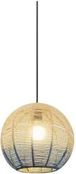 EUROLAMP ΦΩΤΙΣΤΙΚΟ ΚΡΕΜΑΣΤΟ ΜΟΝΟΦΩΤΟ Ε27 D500 RATTAN ΛΕΥΚΟ ΓΑΛΑΖΙΟ ARTE ILLUMINA KAI