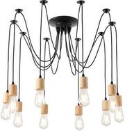 EUROLAMP ΦΩΤΙΣΤΙΚΟ ΚΡΕΜΑΣΤΟ ΞΥΛO-ΜΕΤΑΛΛΟ 10ΦΩΤΟ 10XΕ27 1000X1000X510MM ΜΑΥΡΟ ARTE ILLUMINA EDISON