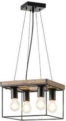 EUROLAMP ΦΩΤΙΣΤΙΚΟ ΚΡΕΜΑΣΤΟ ΞΥΛΟ-ΜΕΤΑΛΛO 4ΦΩΤΟ 4XΕ27 300X300X1230MM ΜΑΥΡΟ-ΚΑΦΕ ARTE ILLUMINA