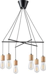 EUROLAMP ΦΩΤΙΣΤΙΚΟ ΚΡΕΜΑΣΤΟ ΞΥΛΟ-ΜΕΤΑΛΛΟ 6ΦΩΤΟ 6XΕ27 650X650X1180MM ΜΑΥΡΟ ARTE ILLUMINA EDISON