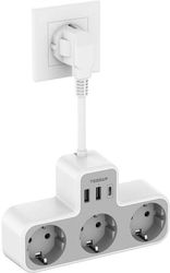 TESSAN TESSAN 6 IN 1 POWER STRIP 3XSCHUKO, 2XUSB, 1XTYPE-C 15CM CABLE TS-323X-C