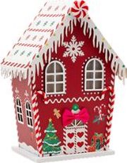 EUROLAMP ΧΑΡΤΙΝΟ ΣΠΙΤΑΚΙ ΚΟΚΚΙΝΟ ΜΕ CANDY ΦΩΤΙΖΟΜΕΝΟ 15X10.5X21.5CM 600-47755