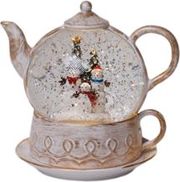 EUROLAMP ΦΩΤΙΖΟΜΕΝΗ ΛΕΥΚΗ ΤΣΑΓΙΕΡΑ 3XAA TIMER 1 ΘΕΡΜΟ ΛΕΥΚΟ LED 19*15*19CM IP20 600-47217