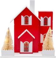 EUROLAMP ΦΩΤΙΖΟΜΕΝΟ ΣΠΙΤΙ ΚΟΚΚΙΝΟ/ΛΕΥΚΟ 2XAA TIMER 10 ΘΕΡΜΑ ΛΕΥΚΑ LED 20X10X20CM IP20 600-47660