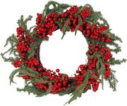 EUROLAMP ΣΤΕΦΑΝΙ ΜΕ ΚΟΚΚΙΝΑ BERRIES ΚΑΙ ΚΛΑΔΙ ΕΛΑΤΟΥ 50CM 600-46998