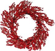 EUROLAMP ΣΤΕΦΑΝΙ ΜΕ ΚΟΚΚΙΝΑ ΚΑΙ ΣΑΜΠΑΝΙ BERRIES 40CM 600-46892