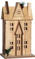 EUROLAMP ΞΥΛΙΝΟ ΣΠΙΤΑΚΙ ΦΩΤΙΖΟΜΕΝΟ 3 LED 5MM ΜΠΑΤΑΡΙΑΣ ΘΕΡΜΟ ΛΕΥΚΟ 17X11X31CM IP20 600-45296