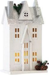 EUROLAMP ΞΥΛΙΝΟ ΣΠΙΤΑΚΙ ΦΩΤΙΖΟΜΕΝΟ ΛΕΥΚΟ-ΓΚΡΙ 5MM 3 ΘΕΡΜΑ ΛΕΥΚΑ LED 17X11X31CM IP20 600-45819