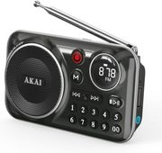 AKAI APR-500BK ΜΑΥΡΟ ΦΟΡΗΤΟ ΡΑΔΙΟΦΩΝΟ ΜΕ BLUETOOTH USB TF REC ΕΞΟΔΟ ΑΚΟΥΣΤΙΚΩΝ ΚΑΙ ΟΘΟΝΗ-2.5W