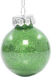 EUROLAMP ΜΠΑΛΑ ΠΛΑΣΤΙΚΗ PET ΠΡΑΣΙΝΗ ΓΥΑΛΙΣΤΕΡΗ ΜΕ GLITTER ΣΕΤ 12ΤΜΧ 6CM 600-42720