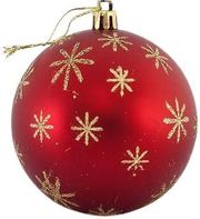 EUROLAMP ΜΠΑΛΑ ΠΛΑΣΤΙΚΗ ΚΟΚΚΙΝΗ ΜΑΤ ΜΕ ΧΡΥΣΑ GLITTER ΔΙΑΚΟΣΜΗΤΙΚΑ ΣΕΤ 6ΤΜΧ 8CM 600-42567