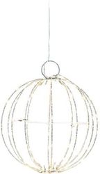 EUROLAMP ΑΣΗΜΙ ΜΕΤΑΛΛΙΚΗ ΜΠΑΛΑ ΦΩΤΙΖΟΜΕΝΗ 20CM 96 MINI LED ΘΕΡΜΟ ΛΕΥΚΟ ΠΡΟΕΚΤΑΣΗ 3M IP44 600-22400