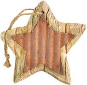 EUROLAMP ΑΣΤΕΡΙ ΞΥΛΙΝΟ ΚΡΕΜΑΣΤΟ ΜΕ ΜΕΤΑΛΛΙΚΗ ΔΙΑΚΟΣΜΗΣΗ 10,5X10,5X1,2CM 600-43767