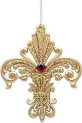 EUROLAMP ΑΚΡΥΛΙΚΟ ΣΤΟΛΙΔΙ FLEUR DE LIS ΧΡΥΣΟ ΜΕ ΚΟΚΚΙΝΟ ΛΙΘΟ 11.4X1X13.7CM 600-47668