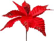 EUROLAMP ΑΛΕΞΑΝΔΡΙΝΟ ΚΟΚΚΙΝΟ ΜΕ ΛΕΠΤΟΜΕΡΕΙΑ GLITTER ΣΤΑ ΦΥΛΛΑ 24X15CM 600-47600