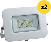 EUROLAMP ΠΡΟΒΟΛΕΑΣ LED 30W SMD IP65 ΛΕΥΚΟΣ IP65 4000K PLUS 2ΤΕΜ