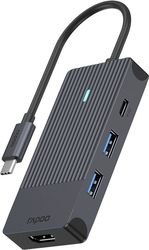 RAPOO 4-PORT HUB RAPOO UCM-2001 4 IN1 2 X USB-A 1 X USB-C 1 X HDMI BLACK