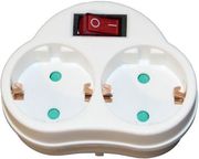 TELCO ΑΝΤΑΠΤΟΡΑΣ 2 ΘΕΣΕΩΝ ΣΟΥΚΟ ΜΕ ΔΙΑΚΟΠΤΗ ON/OFF ΛΕΥΚΟ KF-ZΒ-01/02Κ