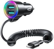 CAR CHARGER JOYROOM JR-CL25, 2X USB + LIGHTNING CABLE (BLACK)