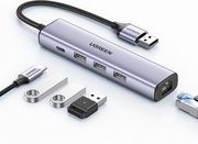 UGREEN USB HUB CM475. 3 X USB-A 3.0 - 1 X TYPE-C - 1 X RJ45. GREY