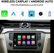 DIQ VW 113W CPA WIRELESS CARPLAY ANDROID AUTO BOX VW-SKODA 2013-2019 W ΜΙΒ2 8'' SCREEN W 2 CAMERAS