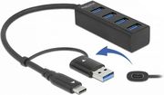 DELOCK USB 3.2 HUB 4 ΘΥΡΩΝ ΜΕ ΣΥΝΔΕΣΗ USB-C / USB-A (63828)