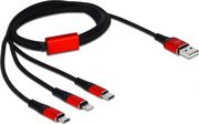 DELOCK REGULAR USB TO LIGHTNING / TYPE-C / MICRO USB CABLE ΜΑΥΡΟ 1M (85892)