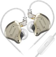 KZ ZSN PRO 2 GOLD WITH MIC - IEM 35 IN EAR MONITOR EARPHONES HYBRID 1BA+1DD 10MM METAL HIFI BASS