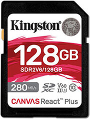 KINGSTON SDR2V6/128GB CANVAS REACT PLUS V60 128GB SDXC C10 UHS-II U3