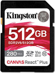 KINGSTON KINGSTON SDR2V6/512GB CANVAS REACT PLUS V60 512GB SDXC C10 UHS-II U3