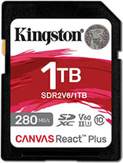 KINGSTON SDR2V6/1TB CANVAS REACT PLUS V60 1TB SDXC C10 UHS-II U3