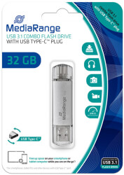 MEDIARANGE MR936 32GB USB 3.1 COMBO FLASH DRIVE WITH USB TYPE-C PLUG