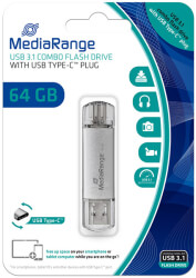 MEDIARANGE MR937 64GB USB 3.1 COMBO FLASH DRIVE WITH USB TYPE-C PLUG