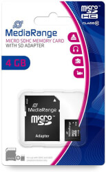 MEDIARANGE MR956 4GB MICRO SDHC CLASS 10 WITH SD ADAPTER