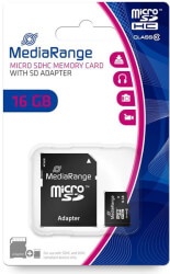 MEDIARANGE MEDIARANGE MR958 16GB MICRO SDHC CLASS 10 WITH SD ADAPTER