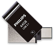 PHILIPS 2-IN-1 64GB USB 3.1 + TYPE-C OTG FLASH DRIVE MIDNIGHT BLACK FM64DC152B/00