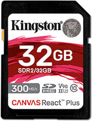 KINGSTON KINGSTON SDR2/32GB CANVAS REACT PLUS 32GB SDHC CLASS 10 UHS-II U3 V90