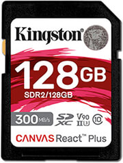KINGSTON KINGSTON SDR2/128GB CANVAS REACT PLUS 128GB SDXC CLASS 10 UHS-II U3 V90