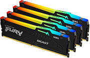 KINGSTON RAM KINGSTON FURY BEAST BLACK RGB 64GB (4X16GB) DDR5 6000MT/S CL40 INTEL XMP QUAD KF560C40BBAK4-64