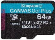 KINGSTON SDCG4/64GBSP CANVAS GO PLUS GEN4 64GB MICRO SDXC 200MB/S READ A2 U3 V30