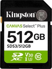 KINGSTON KINGSTON SDS3/512GB CANVAS SELECT PLUS GEN3 512GB SDXC 150MB/S C10 UHS-I U3 V30